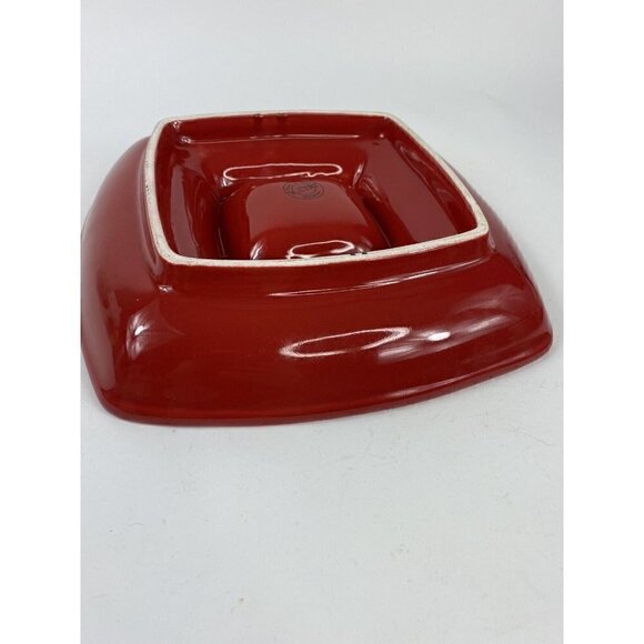 Vietri Chip & Dip pottery Serving Bowl Dinner Party Red With Color Dots - Picture 9 of 12